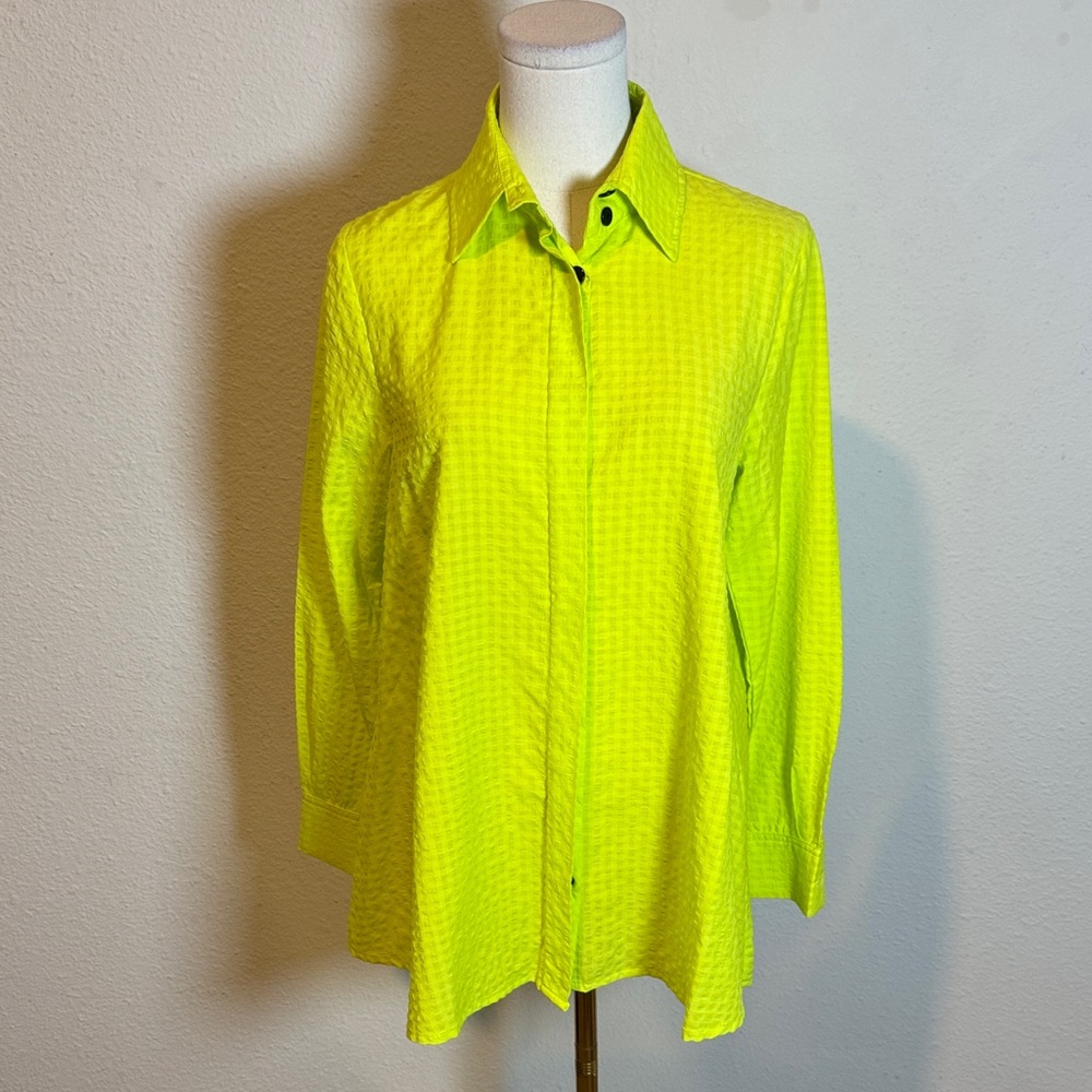 NWT Kozan Gingham Button Shirt with Back Zip Acid size XS